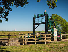 écluse en premier plan avec des vaches et la centrale de Cordemais en arrère plan - Agrandir l'image, .JPG 1,1 Mo (fenêtre modale)